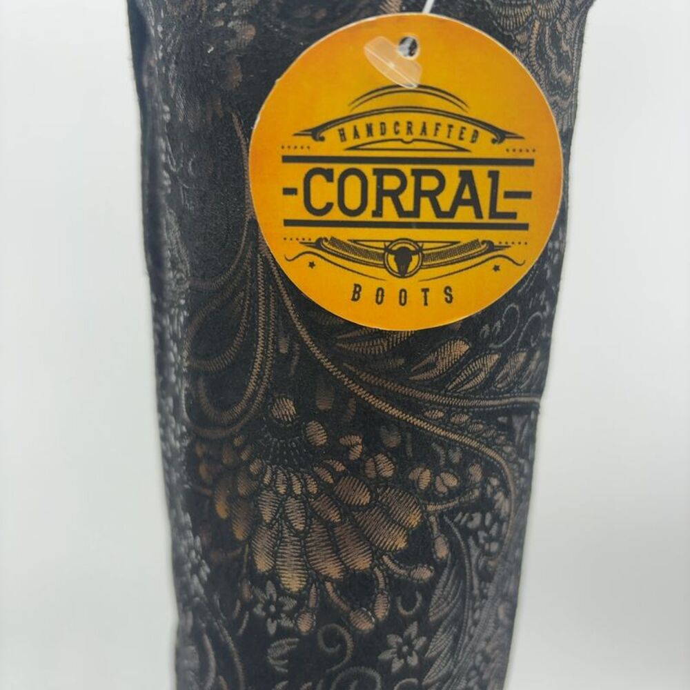 Corral Gold and Black Suede Cowboy Boots - Picture 3 of 6